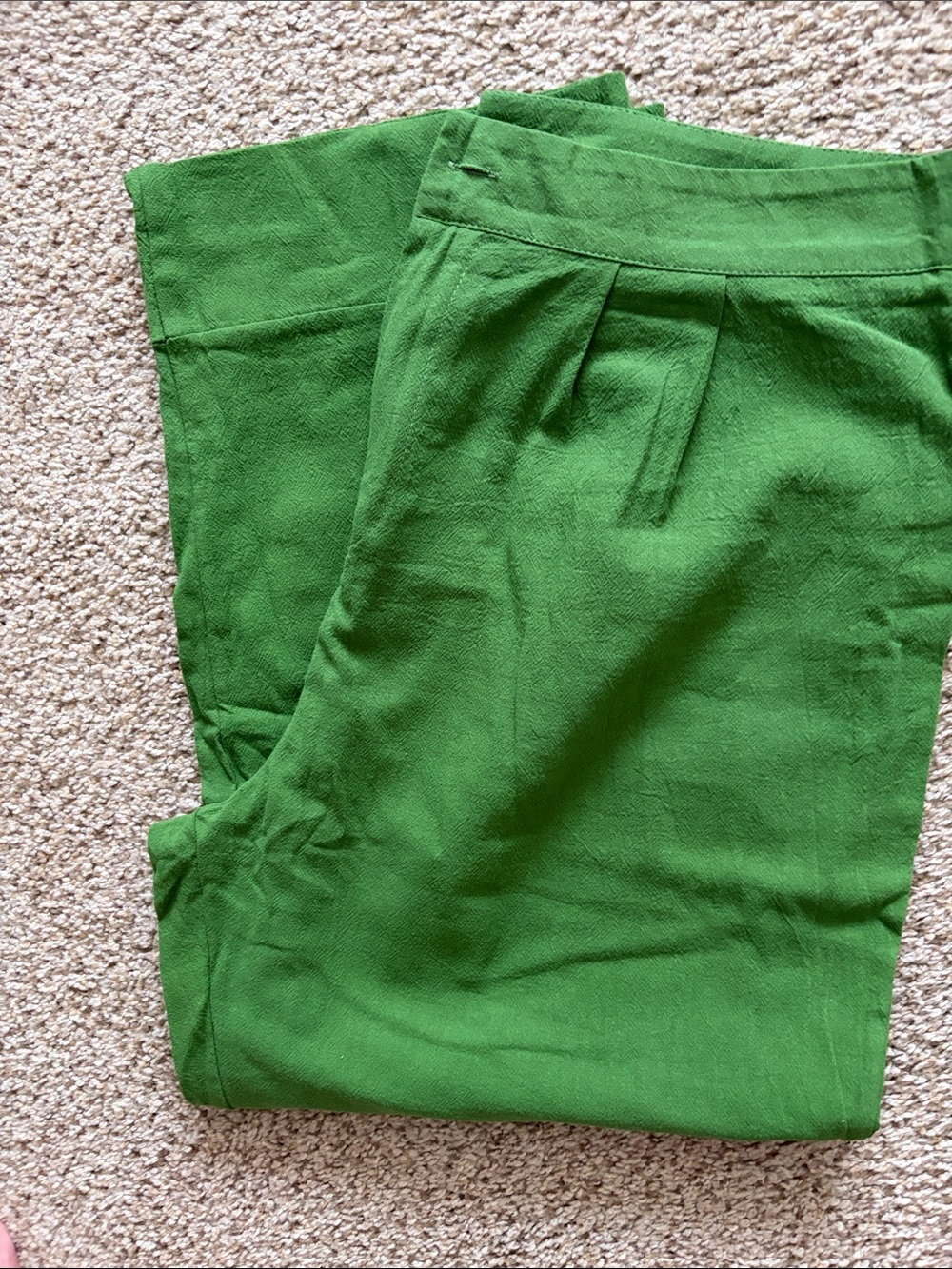 Green Tailored Linen-Blend Pants